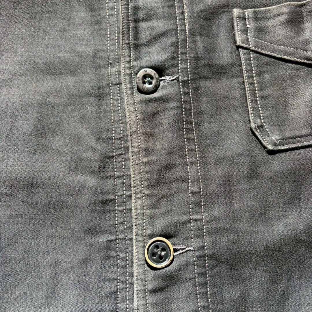 40s フレンチ ヴィンテージ ブラックモールスキンジャケット Vポケット 古着