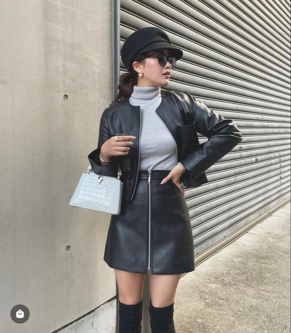 ❤︎♡Shéller ノーカラーライダースジャケット