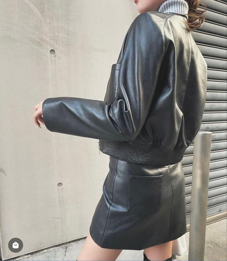 ❤︎♡Shéller ノーカラーライダースジャケット