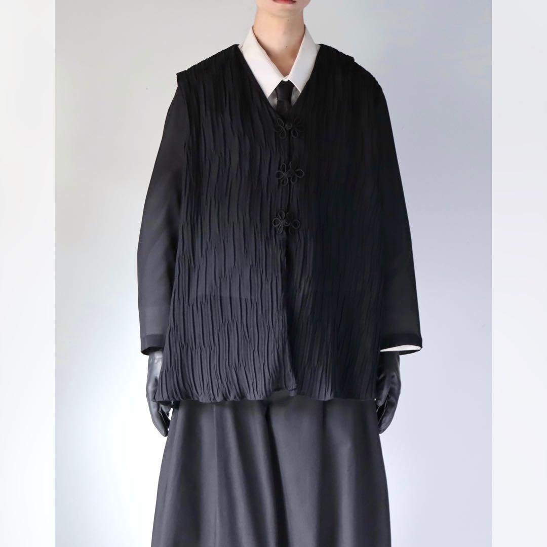 90s archive プリーツ チャイナジャケット 黒色 モード ブラック