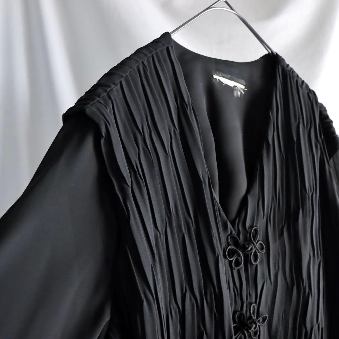 90s archive プリーツ チャイナジャケット 黒色 モード ブラック