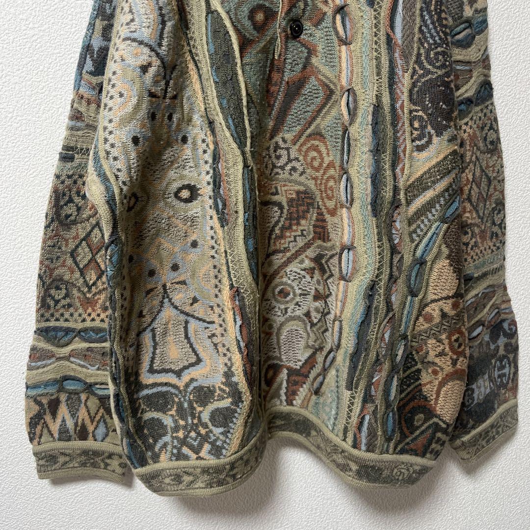 COOGI クージー 3Dニット ポロ襟 ウール100% 立体編み L 古着