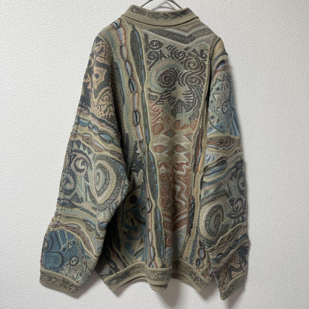 COOGI クージー 3Dニット ポロ襟 ウール100% 立体編み L 古着