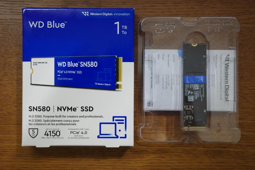 WD Blue SN580 1TB NVMe SSD (使用時間89時間)