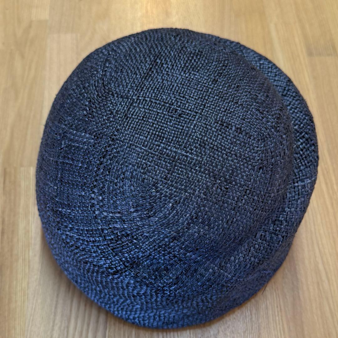 【chisaki】バオ 麦わら ベレー帽 トーク帽　ネイビー　ハットボックス付き