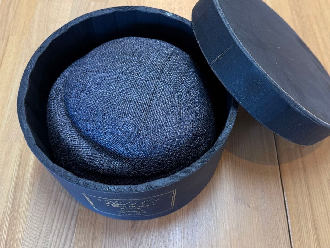 【chisaki】バオ 麦わら ベレー帽 トーク帽　ネイビー　ハットボックス付き