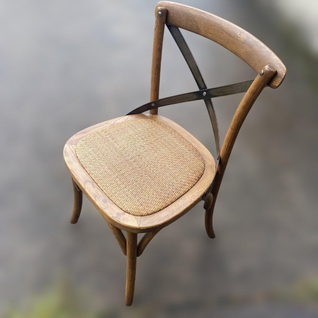 木製クロスバックダイニングチェア　ビンテージ調　クラッシュゲート