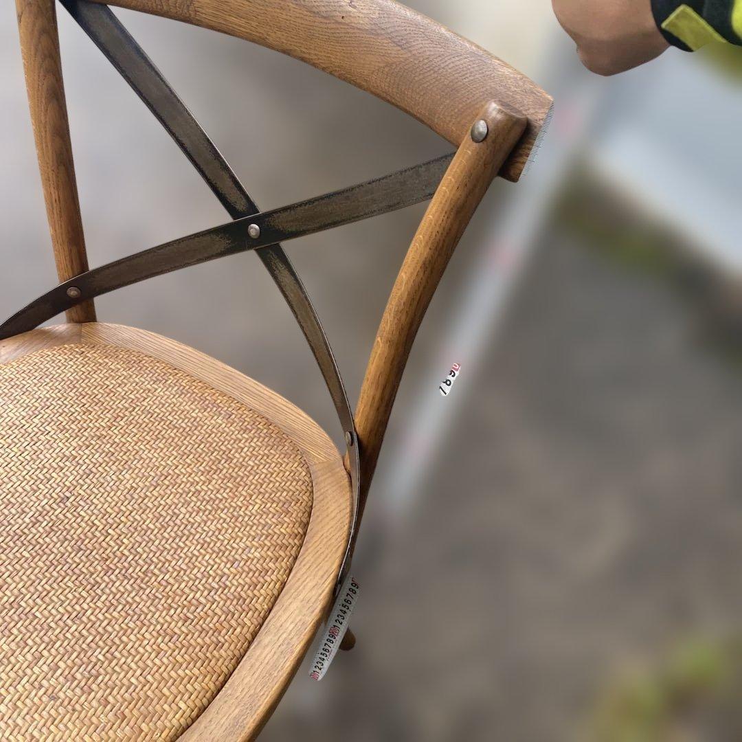 木製クロスバックダイニングチェア　ビンテージ調　クラッシュゲート