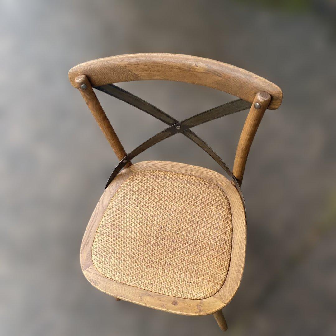 木製クロスバックダイニングチェア　ビンテージ調　クラッシュゲート