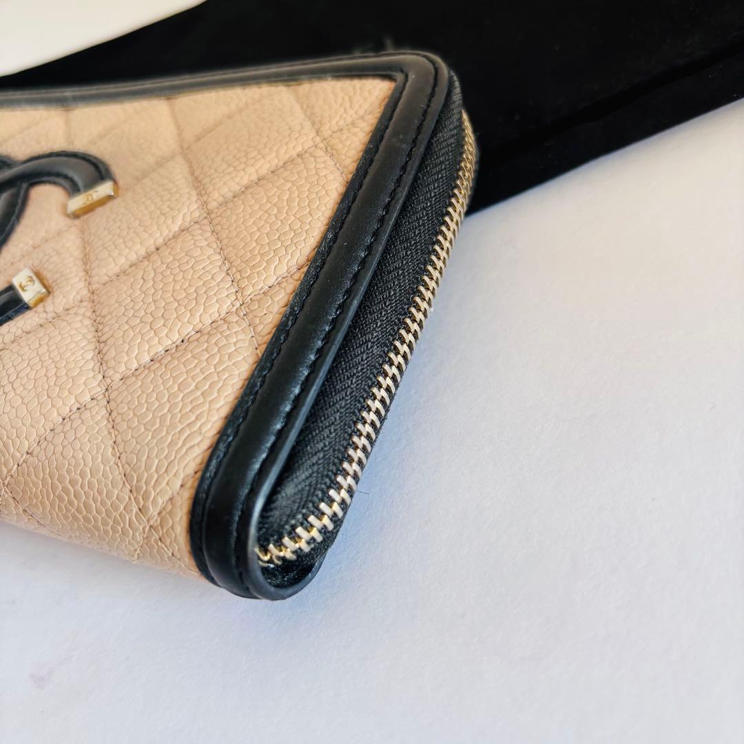 【美品】シャネル　CCフィリグリー　マトラッセ　ラウンドファスナー　長財布