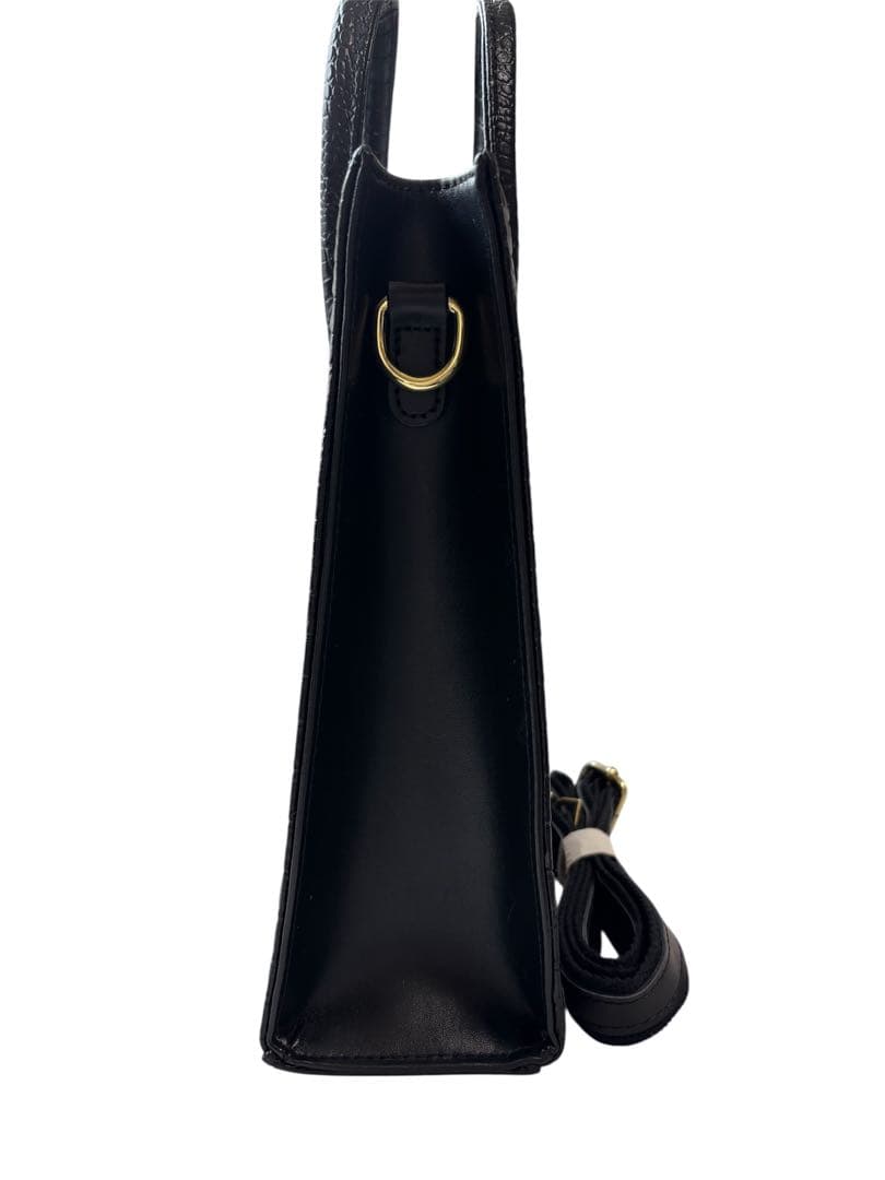 新品未使用 レディースビジネスバッグ 本革 ブラック 黒 クロコ型押 ショルダー