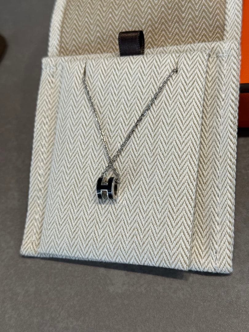 HERMES ミニポップh ペンダント　シルバー×ブラック