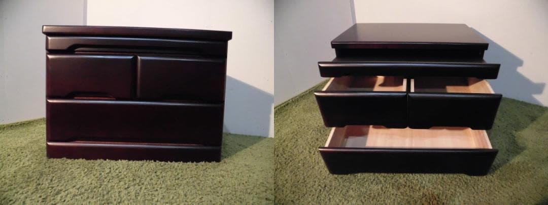 全国一律送料無料【桐】★コンパクト仏壇置き チェスト 2段【ダークブラウン】