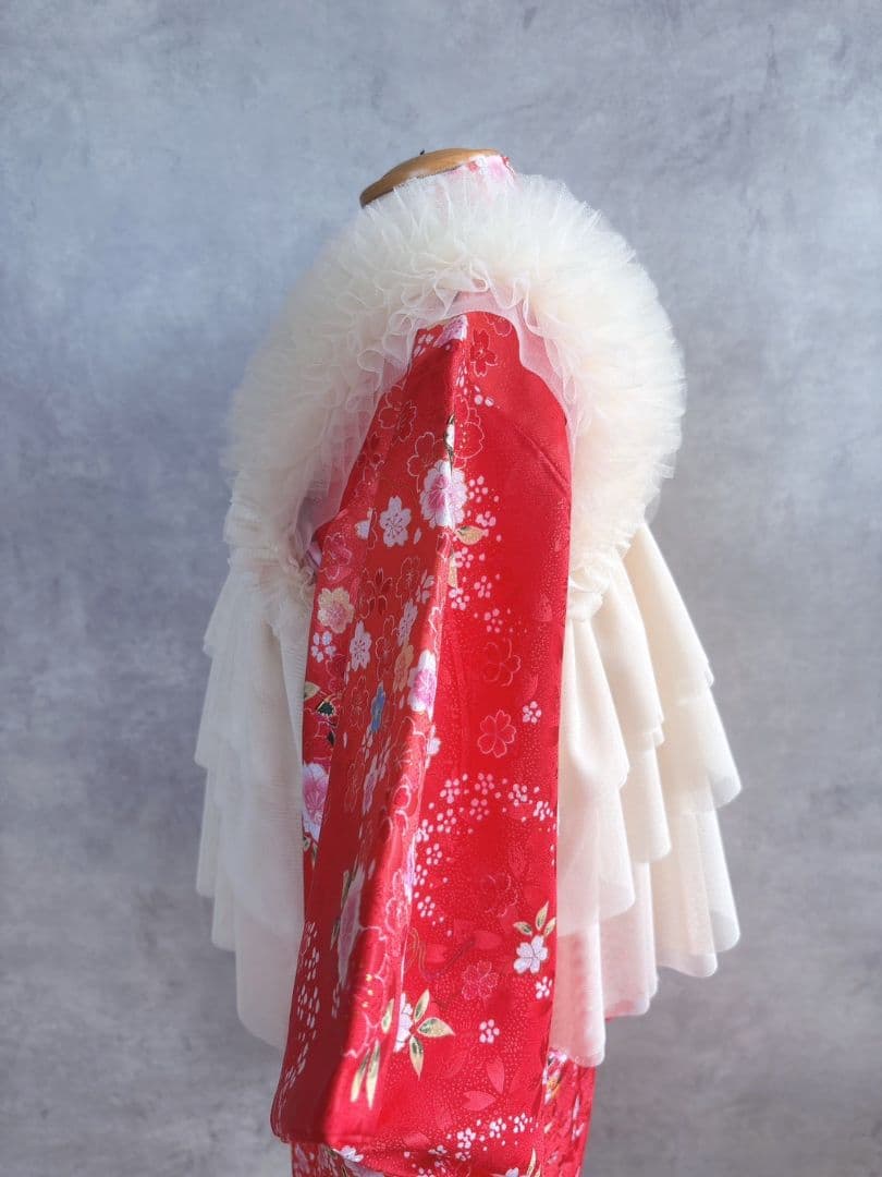 5着限定　3歳女の子　七五三　アイボリー　被布チュール