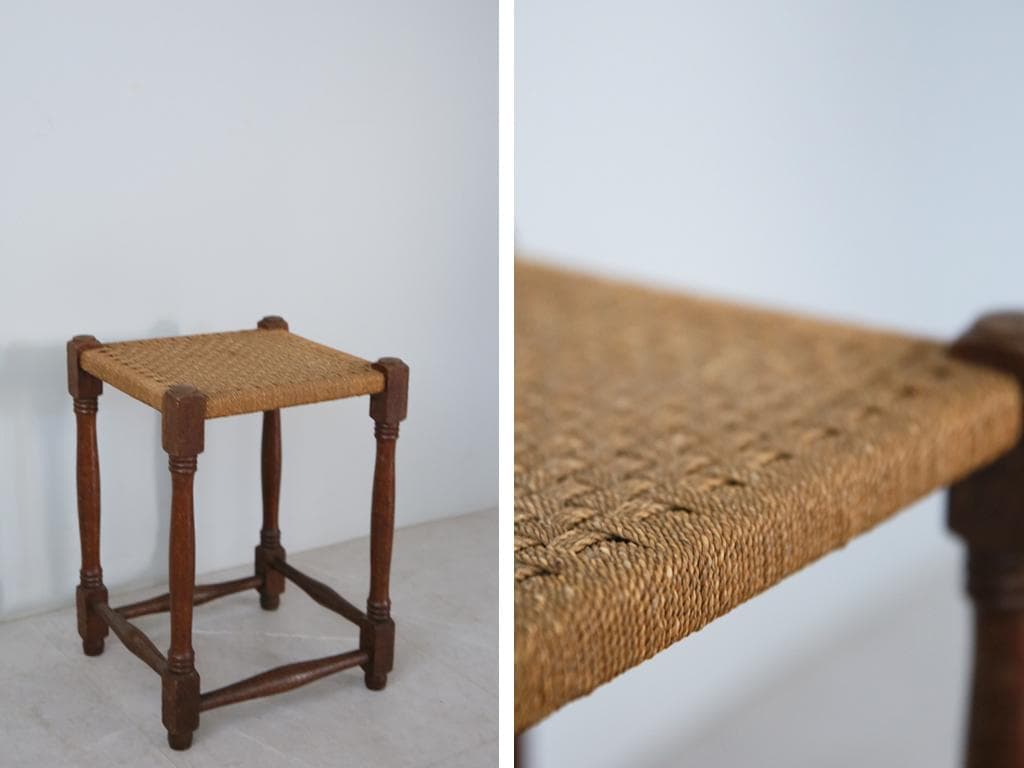 英国アンティーク木製スツール/腰掛けイス/チェア/ロープトップ(85-207)