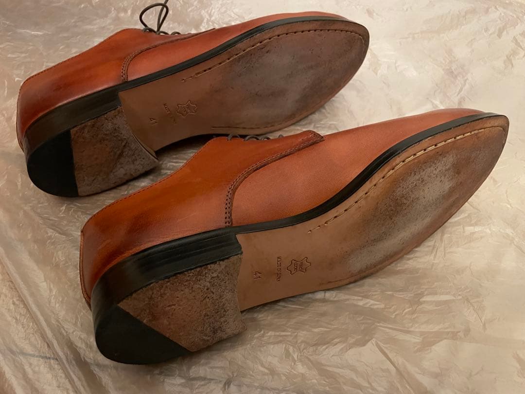 【美品】PADRONE パドローネ JACK 革靴 プレーントゥ キャメル 41