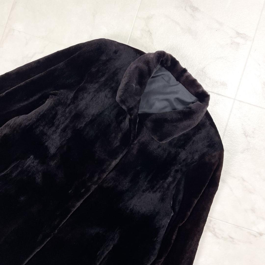 美品 サガミンクロイヤル ミンクファー リバーシブルコート 黒 M*HD328