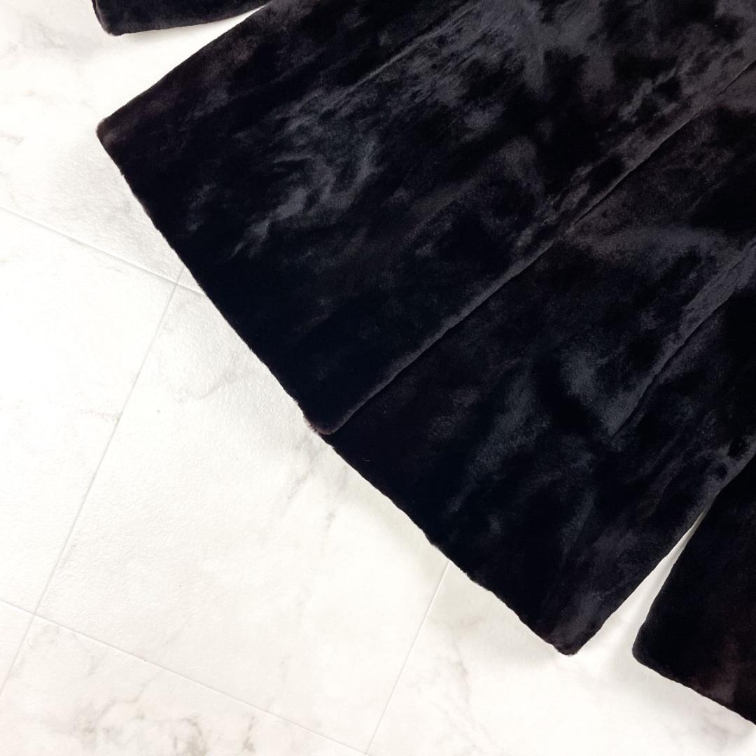 美品 サガミンクロイヤル ミンクファー リバーシブルコート 黒 M*HD328