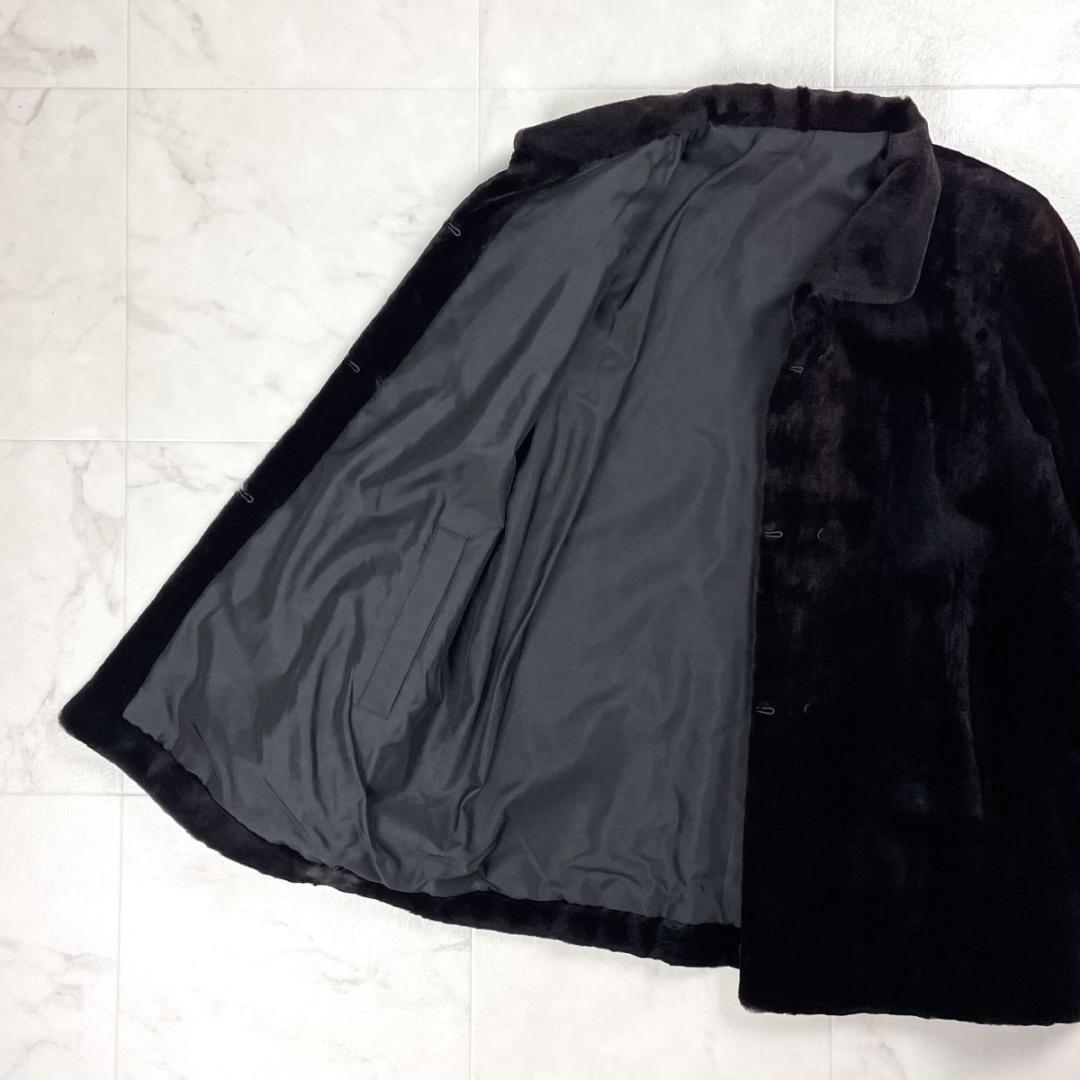 美品 サガミンクロイヤル ミンクファー リバーシブルコート 黒 M*HD328
