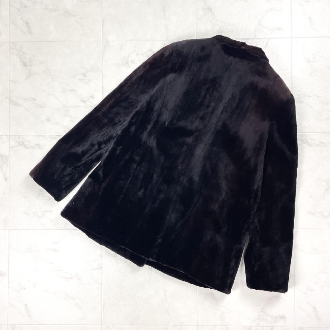 美品 サガミンクロイヤル ミンクファー リバーシブルコート 黒 M*HD328