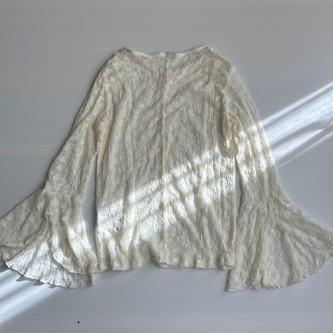 M　　　　　　極美品✨SLOBE IENA レースフレアスリーブブラウス