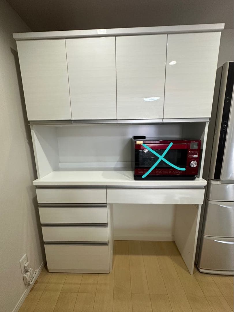 【りんご】ニトリ　食器棚　カップボード　リガーレ　幅141