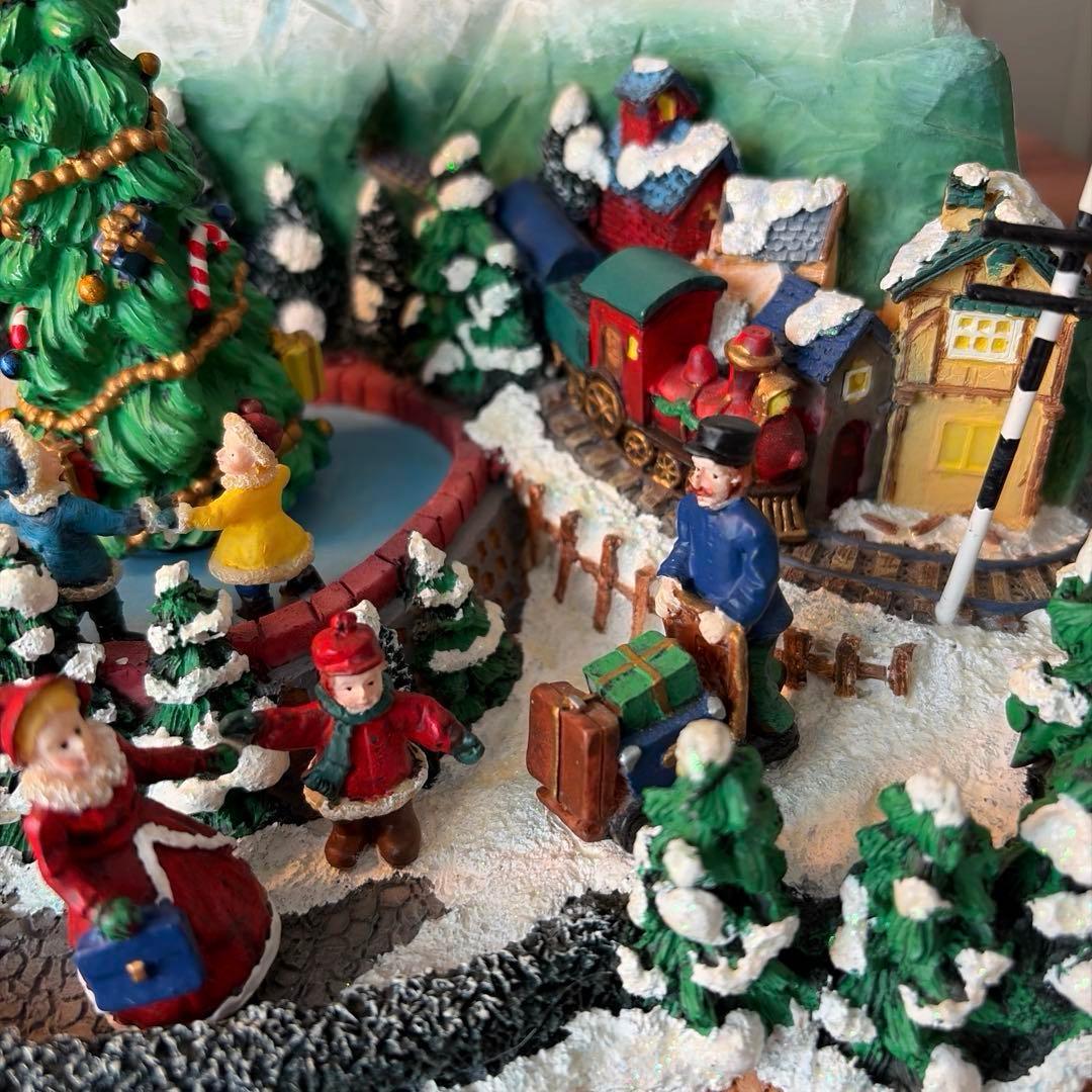 ークリスマスビレッジー 【極美品】 48cm特大輸入オブジェ オルゴール♪