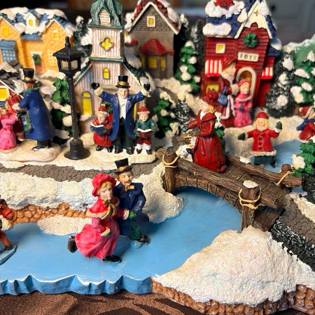 ークリスマスビレッジー 【極美品】 48cm特大輸入オブジェ オルゴール♪