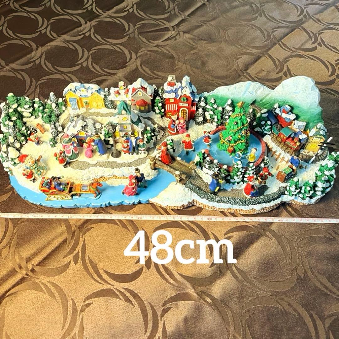 ークリスマスビレッジー 【極美品】 48cm特大輸入オブジェ オルゴール♪