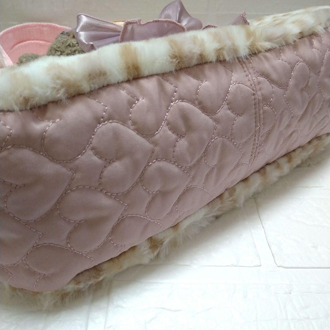 ニ*タ様 コヤンイサムチョン☆横長トートバッグ　ユキヒョウファー&ハートキルト