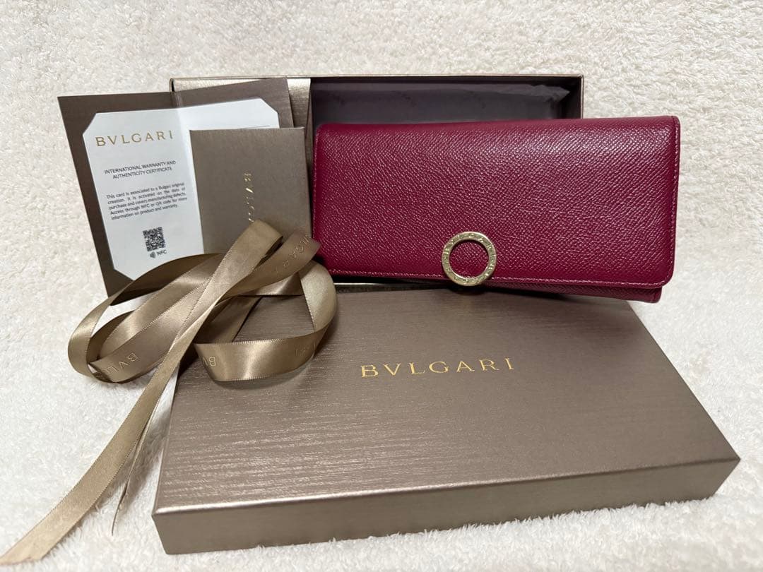 【美品】BVLGARI ブルガリ　バーガンディ 長財布