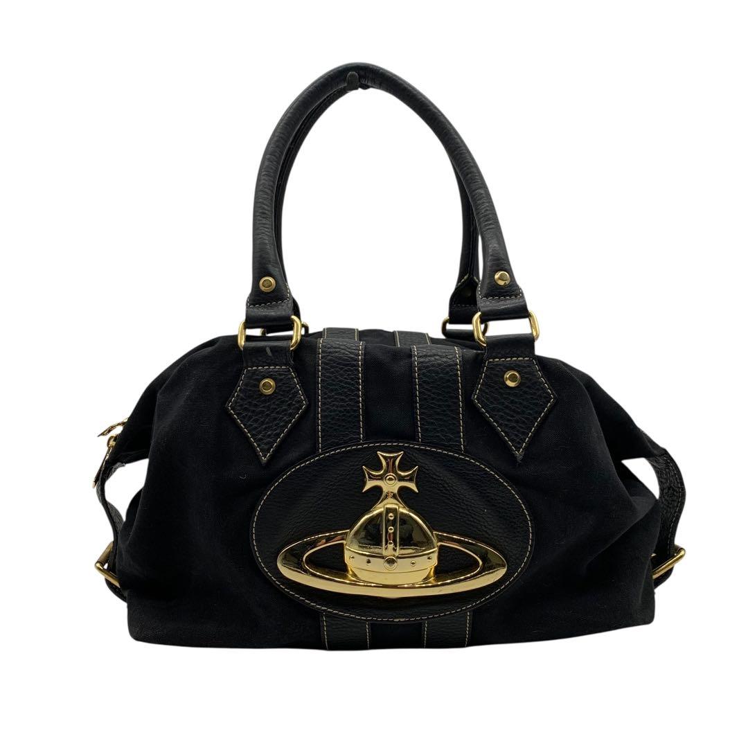 ヴィヴィアン　ウエストウッド　ボストンバッグ　オーブ　キャンバス　レザー