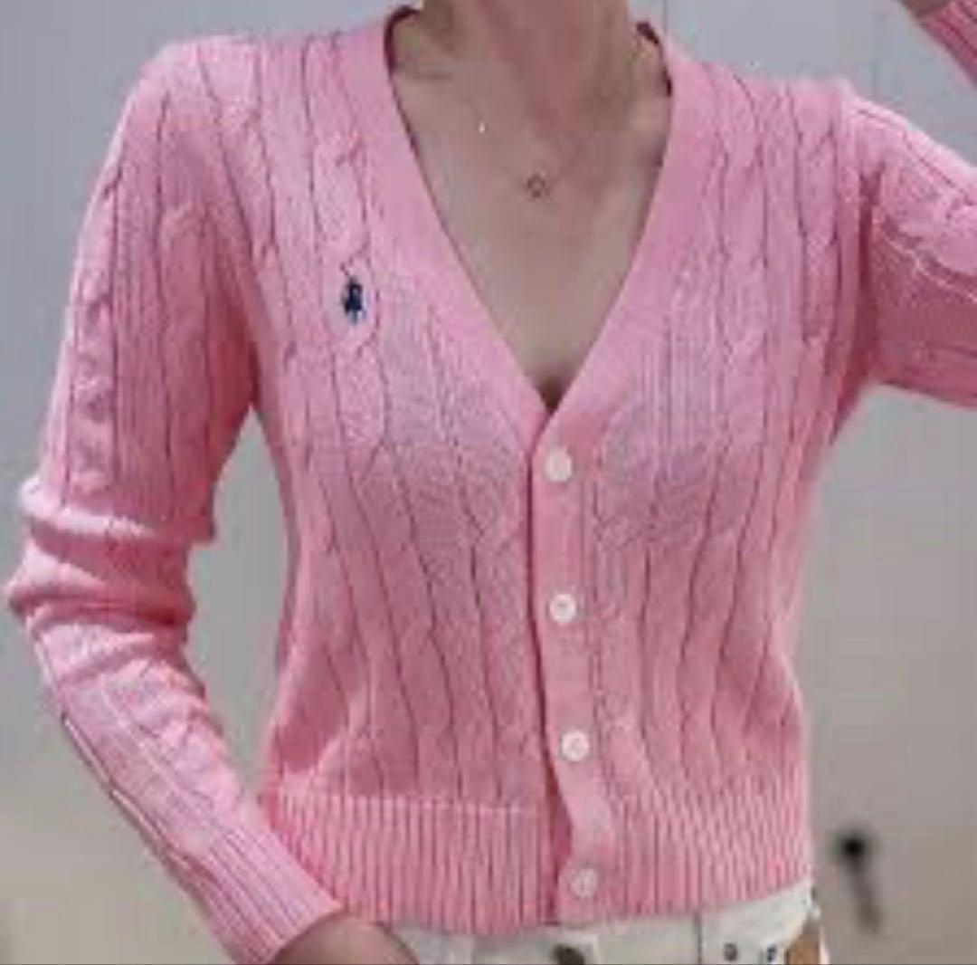【極美品】ポロラルフローレン大人気ピマコットンケーブルショートカーディガン