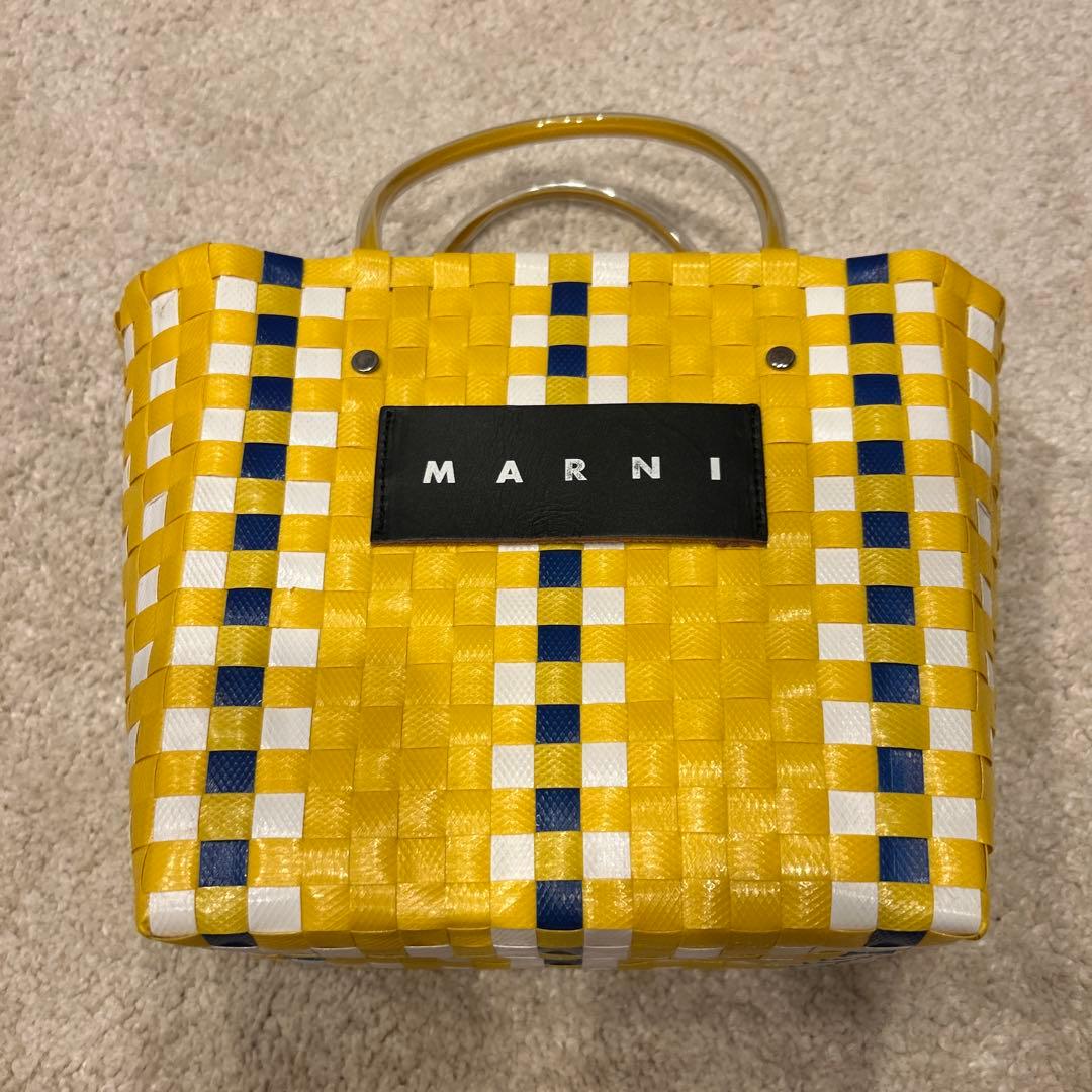 MARNI イエロー編み込みかごバッグ