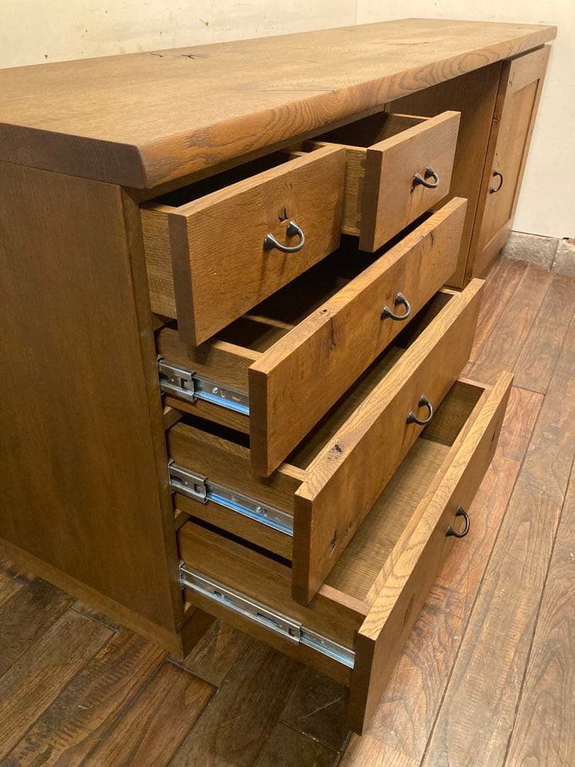 飛騨産業 キツツキ オーク無垢材 節あり 銘木 森のことば コンソール デスク