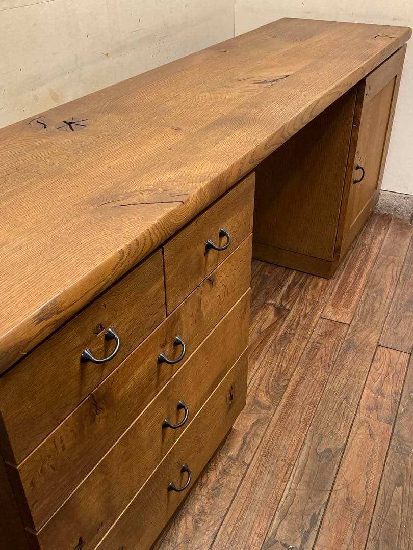 飛騨産業 キツツキ オーク無垢材 節あり 銘木 森のことば コンソール デスク