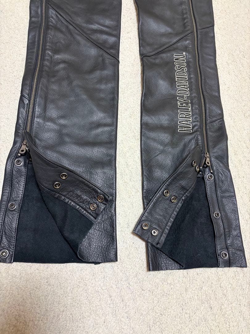 ハーレーダビッドソン　レザー チャップス 黒 ブーツカットMサイズ
