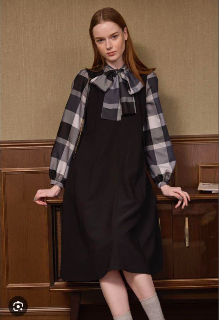 完売☆クレストブリッジ ブルーレーベル 上品ワンピース リボン チェック