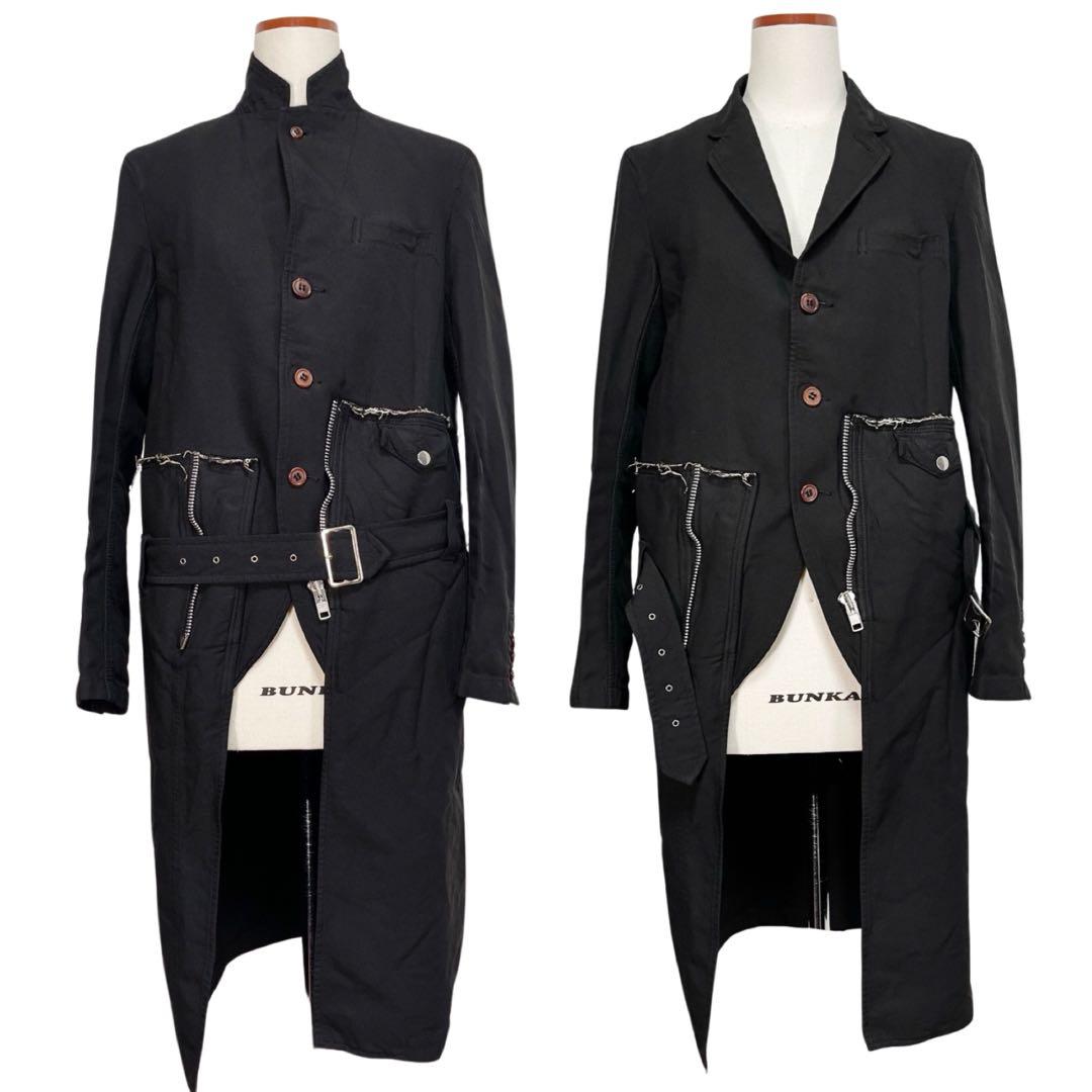 名作AD2013 コムデギャルソン オムプリュス ポリ縮絨ベルトロングジャケット