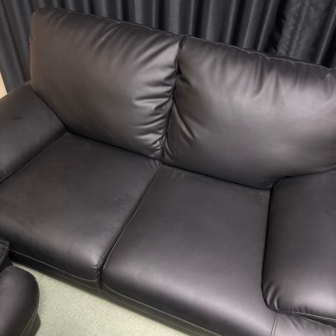 ユメユイ　ブラック 合皮ソファ