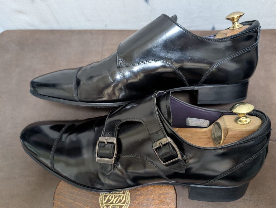 リーガルREGAL ダブルモンク ガラスレザー