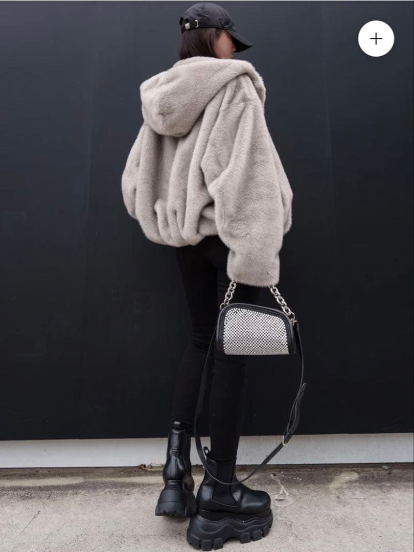 グラムリップス♡ FUR フーディー ヘムタック ブルゾン♡グレー