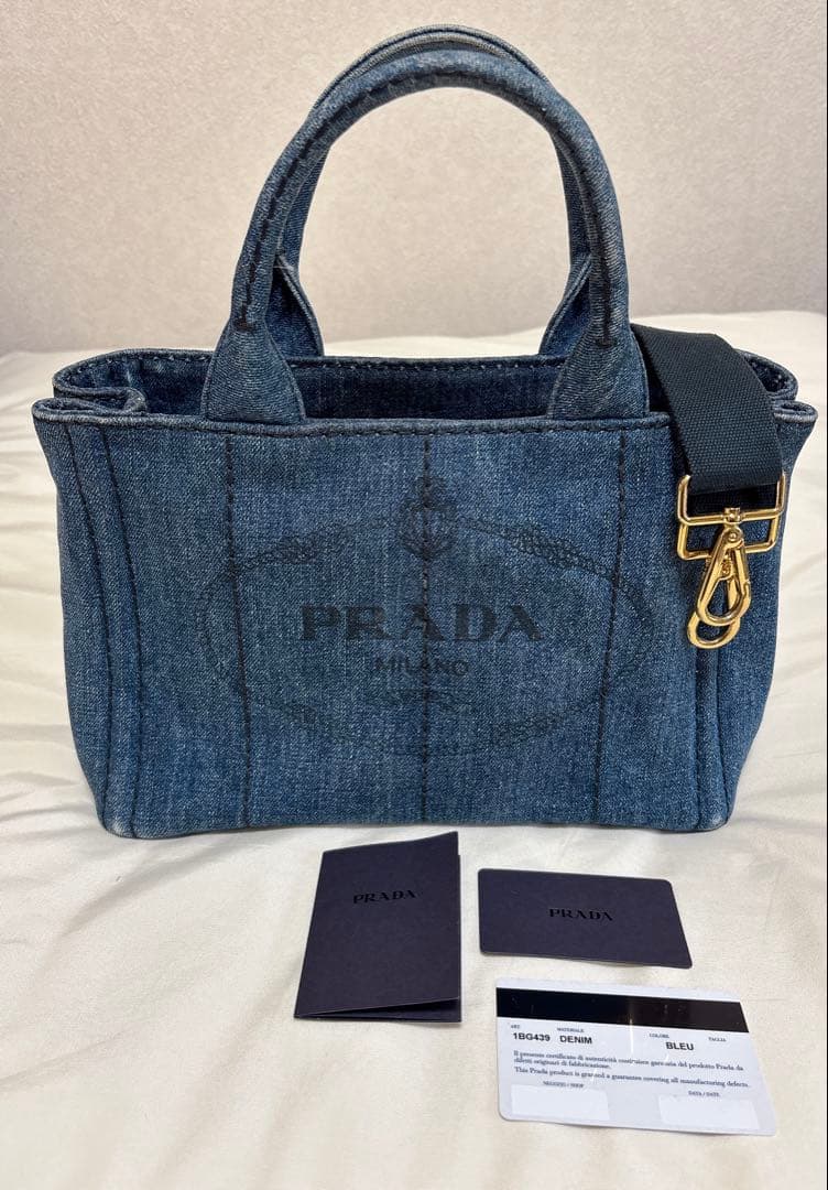 PRADA トートバッグ　カナパS 2way ストラップ付 インディエゴ