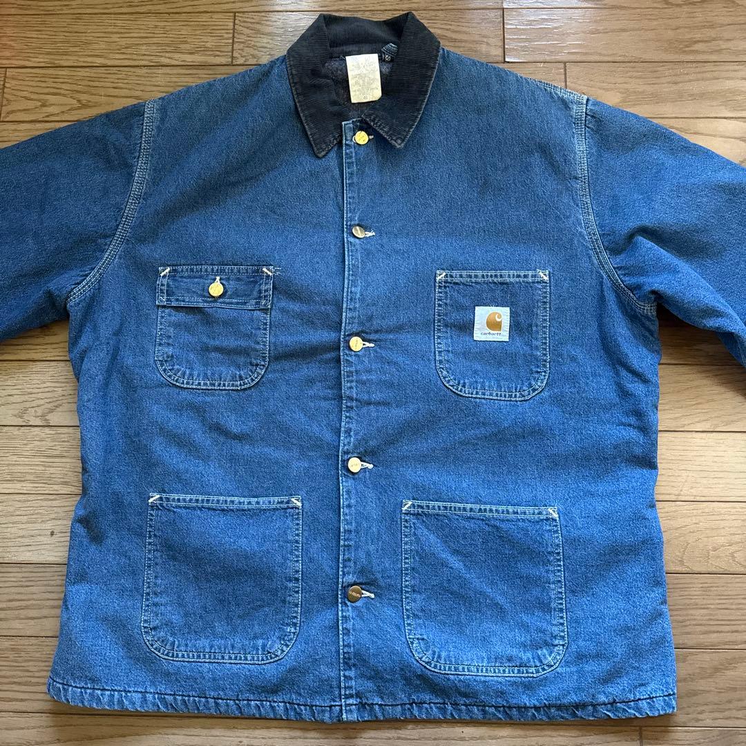 希少 星タグ Carhartt ミシガン チョアコート デニムUSA製 46