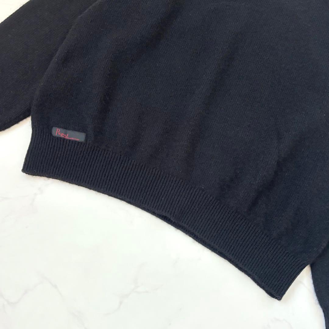 【美品 近年モデル】パパス カシミヤ100% タートルネックニット 黒 50 L