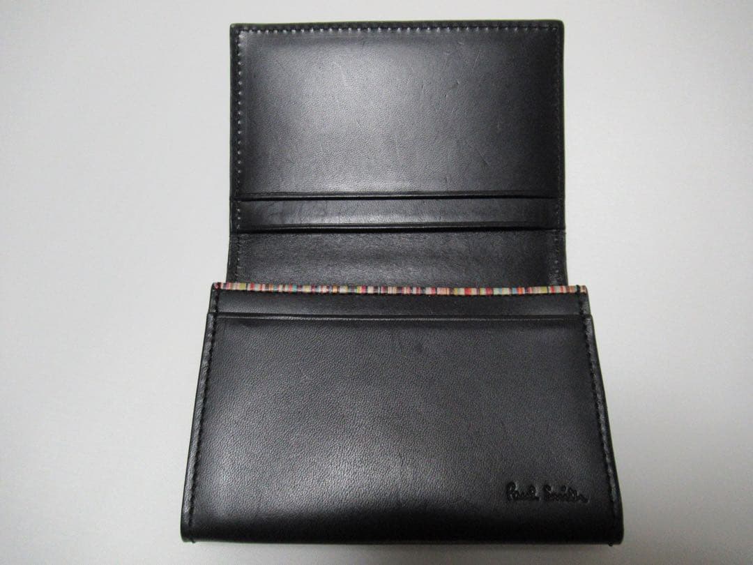 ポールスミス 新品！オールドレザーマルチストライプ入り牛革名刺入れ カードケース