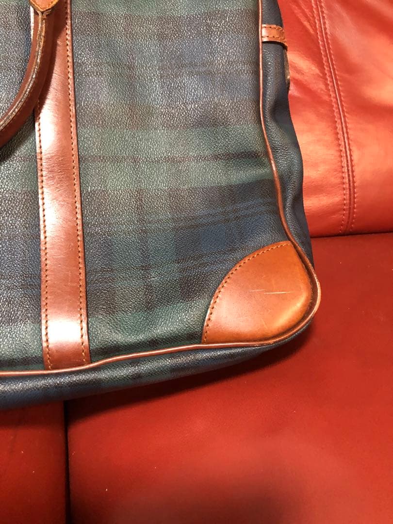 ラルフローレン ビジネスバッグ 緑のチェック柄