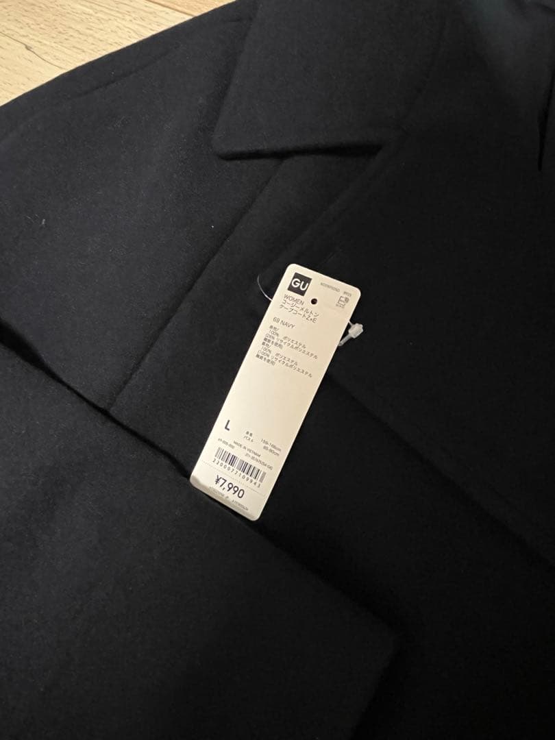 新品】GU コージーメルトンケープコート L メルトン コート ケープ ネイビー