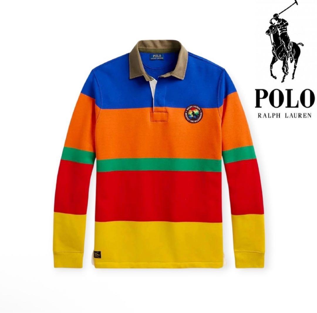 【新品タグ付き】ラルフローレン ストライプ フリース ラグビー シャツ