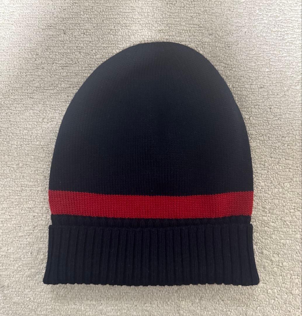 グッチ GUCCI ネイビー レッド ニット帽 M